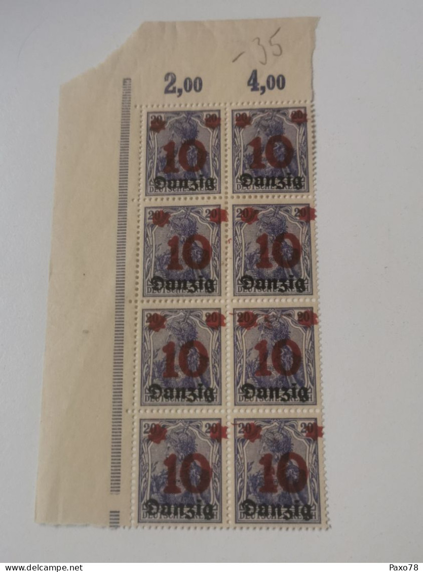 Danzig, 9 Timbres 20 Pfennig Overprinted 10. Sans Charnière. Neuf - Ungebraucht