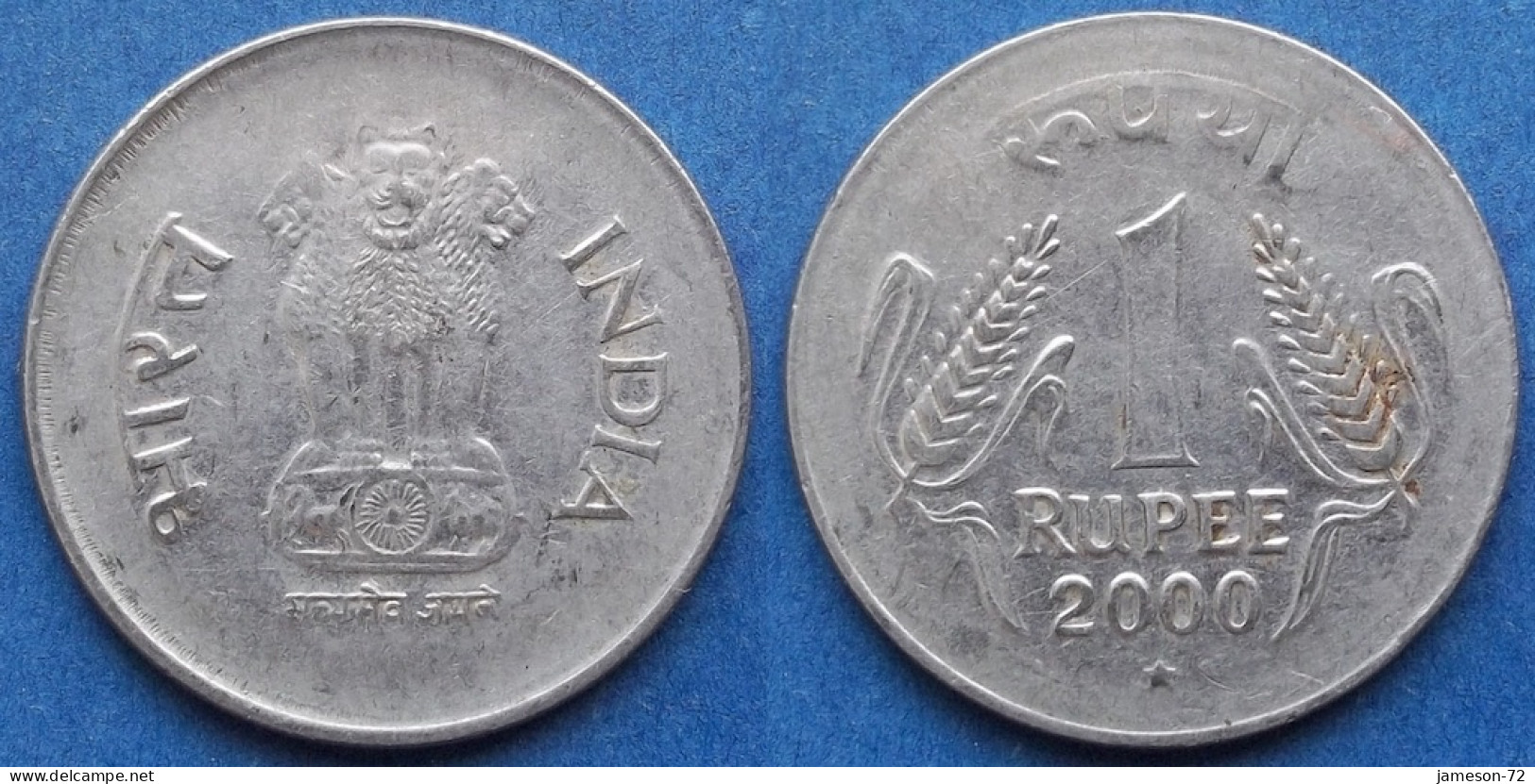 INDIA - 1 Rupee 2000 "Grain Ears Flank" KM# 92.2 Republic Decimal Coinage (1957) - Edelweiss Coins - Georgien
