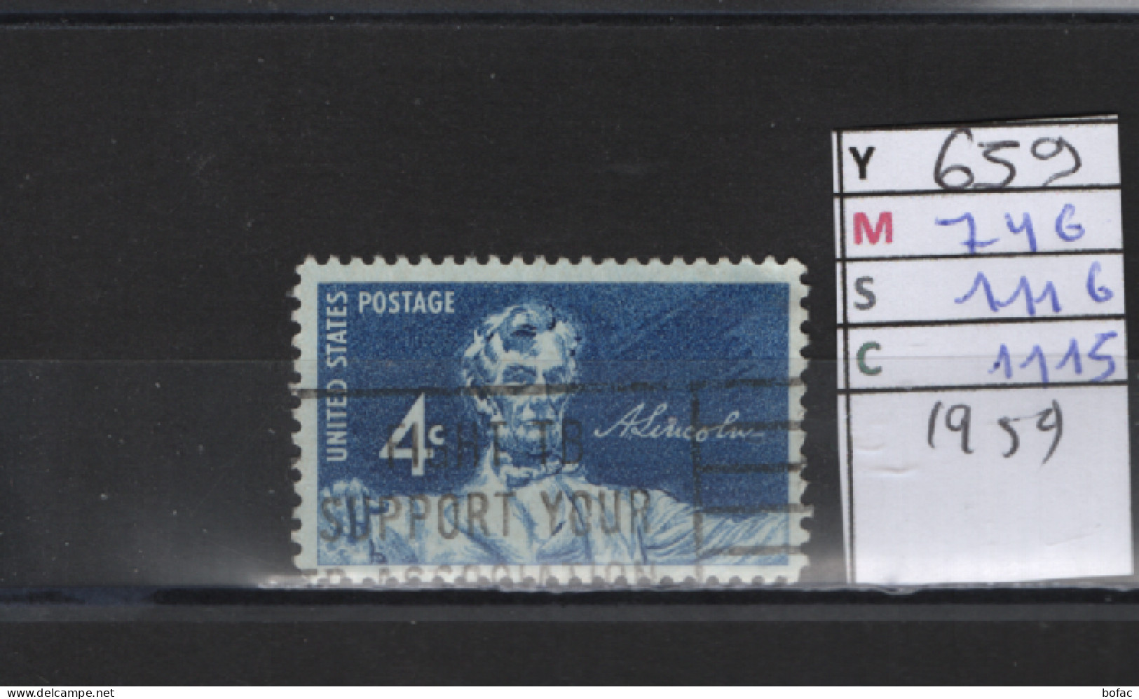 PRIX FIXE Obl 659 YT MIC SCO GIB Lincoln 1959  58A/08 - Used Stamps