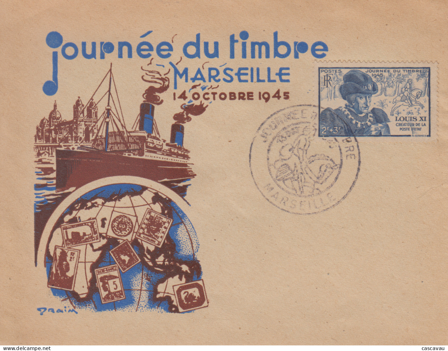 Enveloppe   Locale    FDC   1er   Jour    FRANCE    Journée  Du   Timbre    MARSEILLE    1945 - ....-1949