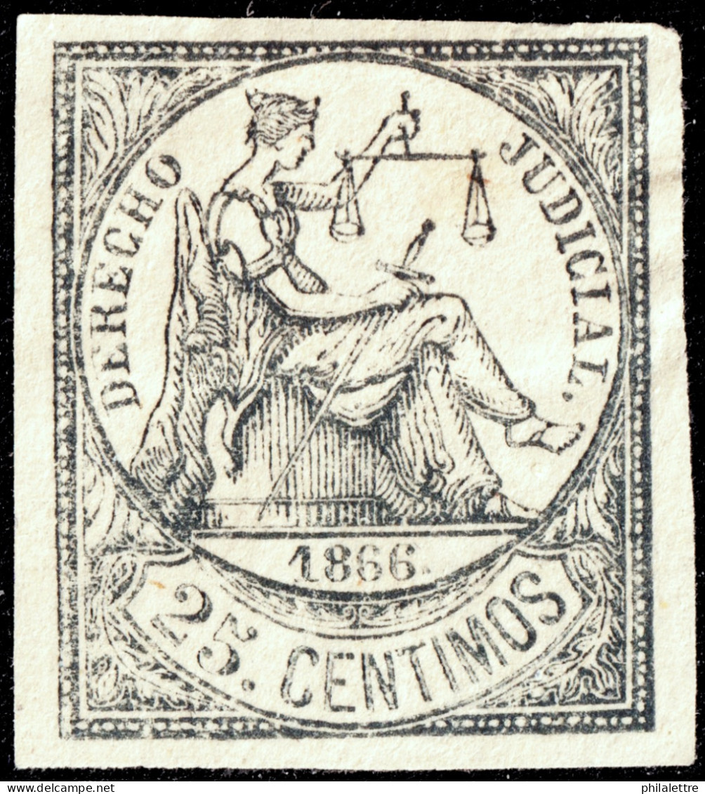 ESPAGNE / ESPANA - COLONIAS (Cuba) 1866 Sello Fiscal "DERECHO JUDICIAL" 25c Negro - Sin Goma - Cuba (1874-1898)