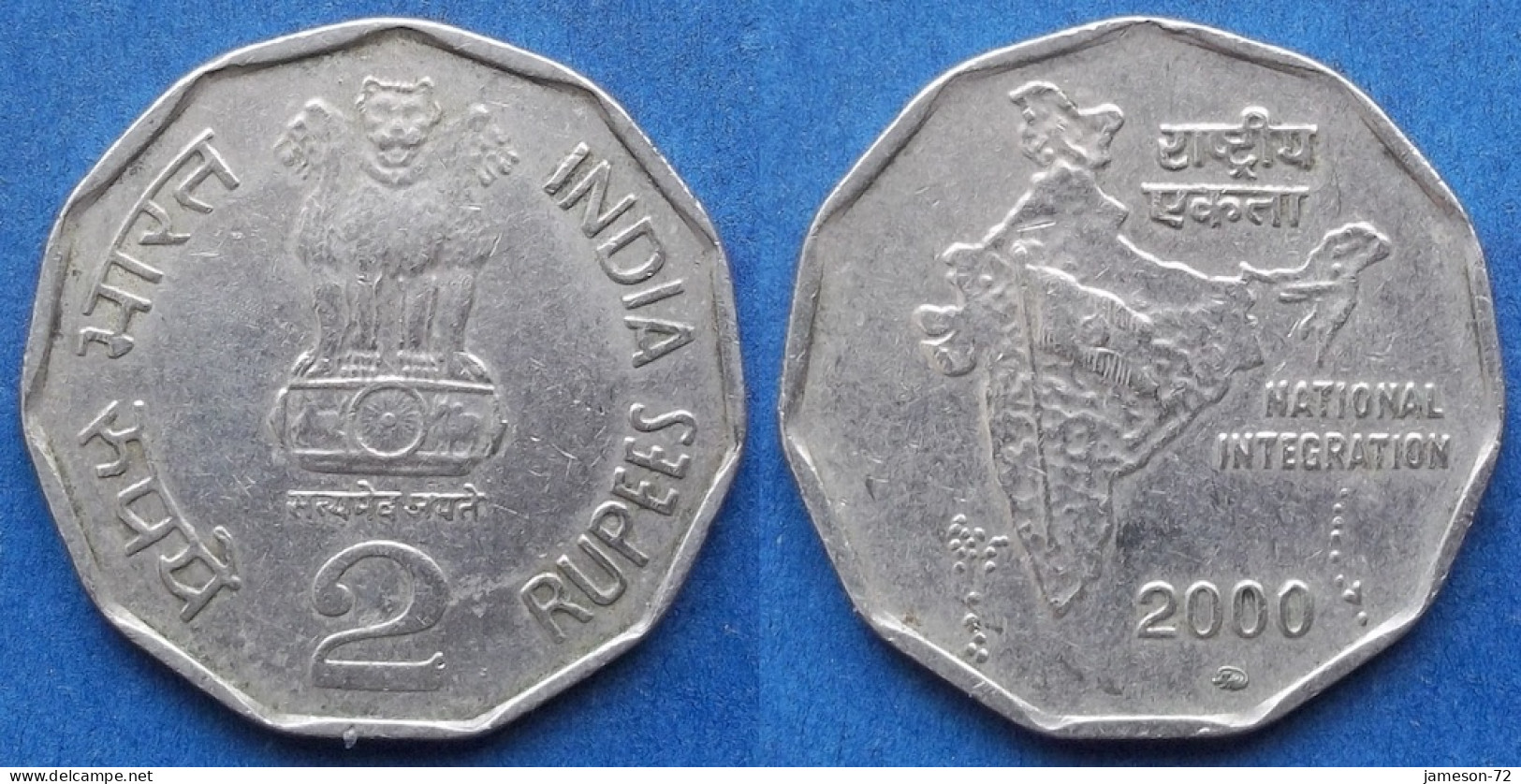 INDIA - 2 Rupees 2000 "Flag On Map" KM# 121.5 Republic Decimal Coinage (1957) - Edelweiss Coins - Géorgie