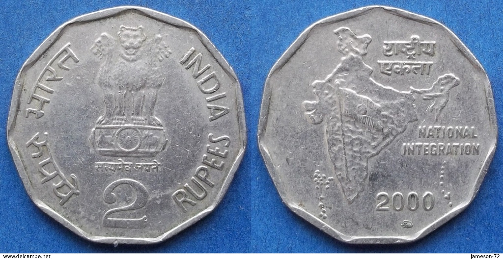 INDIA - 2 Rupees 2000 "Flag On Map" KM# 121.5 Republic Decimal Coinage (1957) - Edelweiss Coins - Georgia