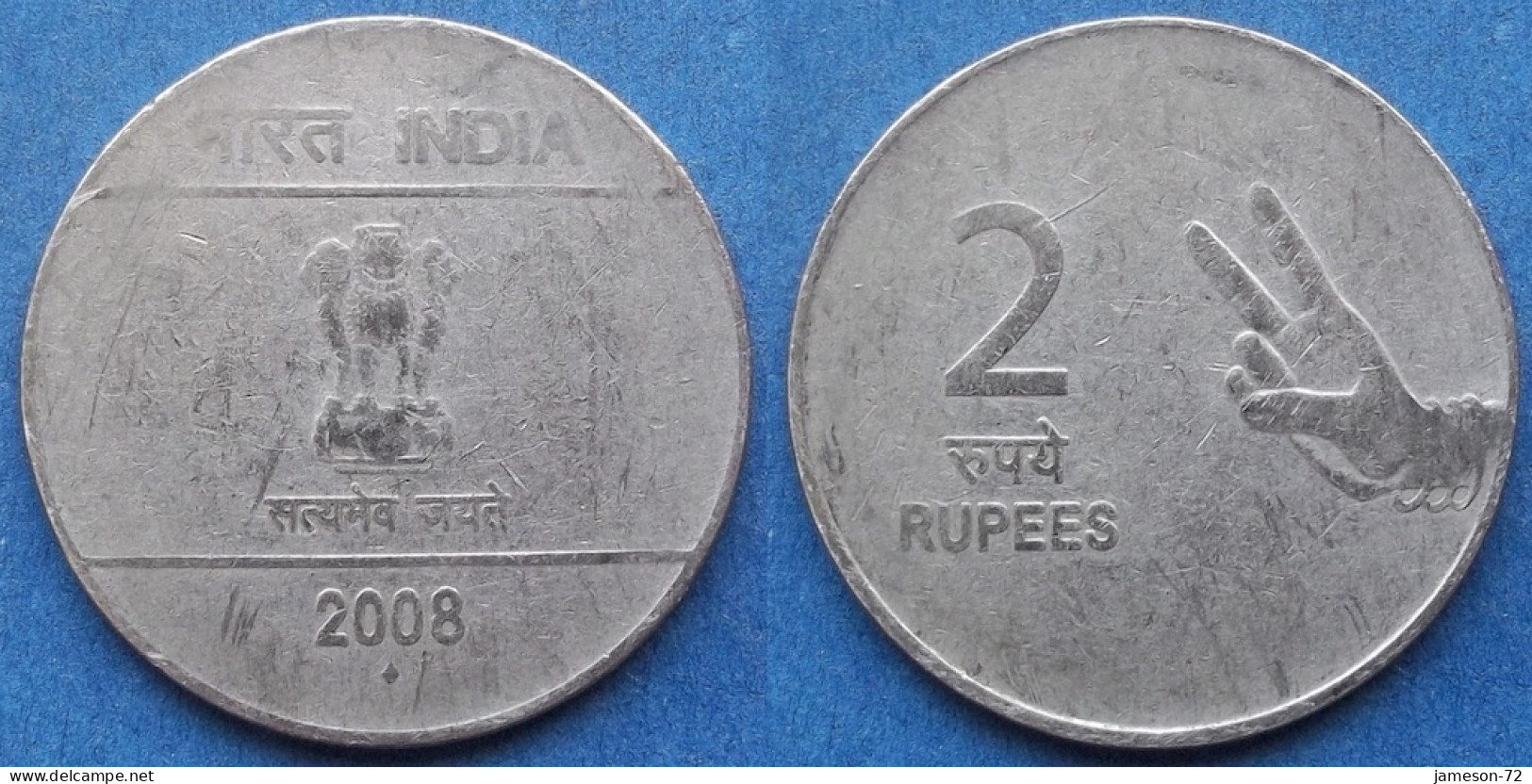 INDIA - 2 Rupees 2008 "Hasta Mudra" KM# 327 Republic Decimal Coinage (1957) - Edelweiss Coins - Georgië