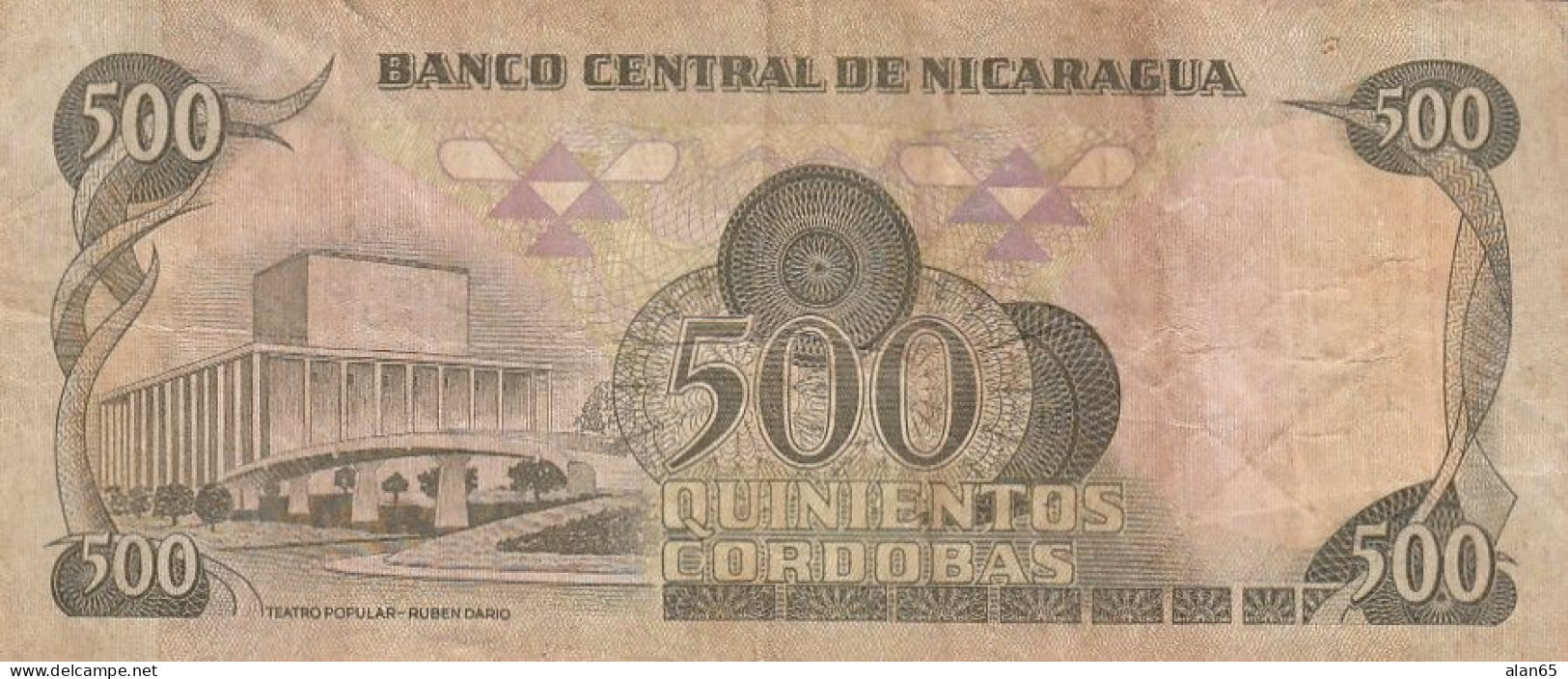 Nicaragua Lot Of 2, #144 500 Cordobas, ##145b 1000 Cordobas, C1987 Banknotes - Nicaragua