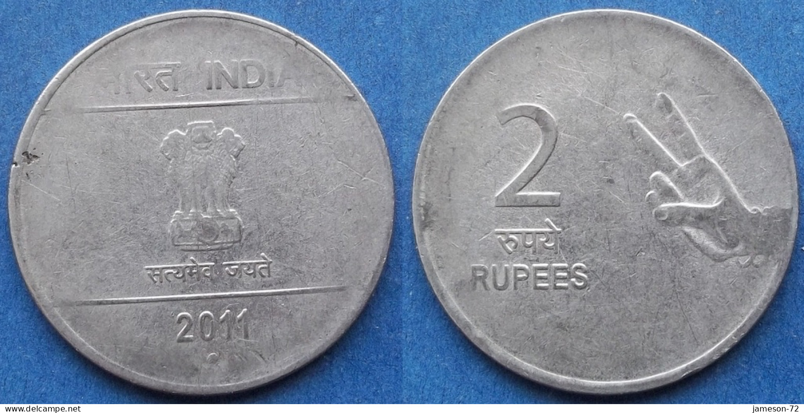 INDIA - 2 Rupees 2011 "Hasta Mudra" KM# 327 Republic Decimal Coinage (1957) - Edelweiss Coins - Georgien