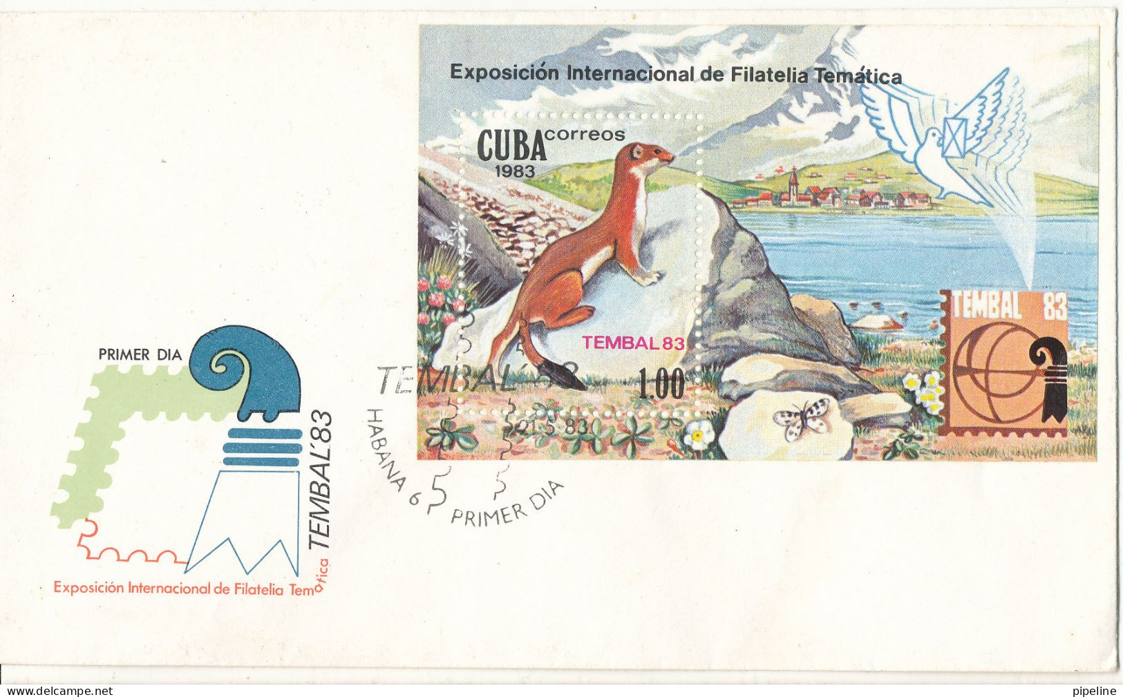 Cuba FDC 21-5-1983 Exhibition Tembal 83 Minisheet With Cachet - FDC