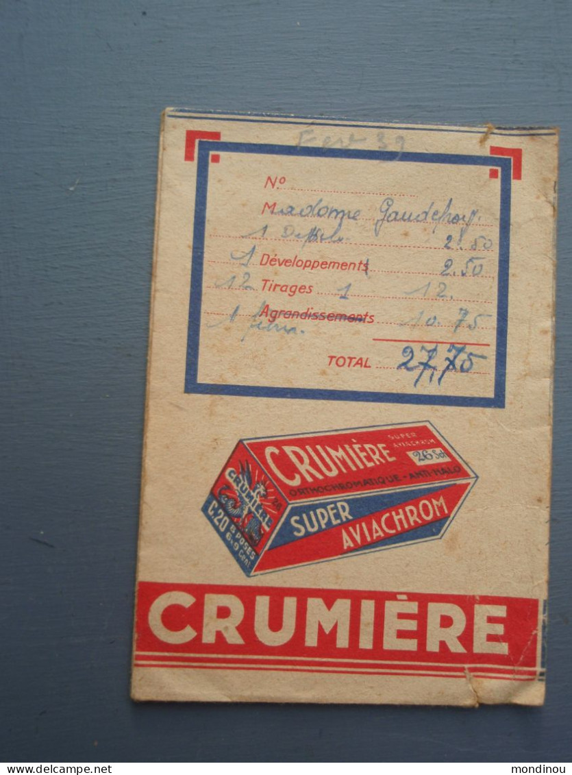 Pochette  " Plaques.Papiers.Films  "  CRUMIERE. 1939 - Matériel & Accessoires