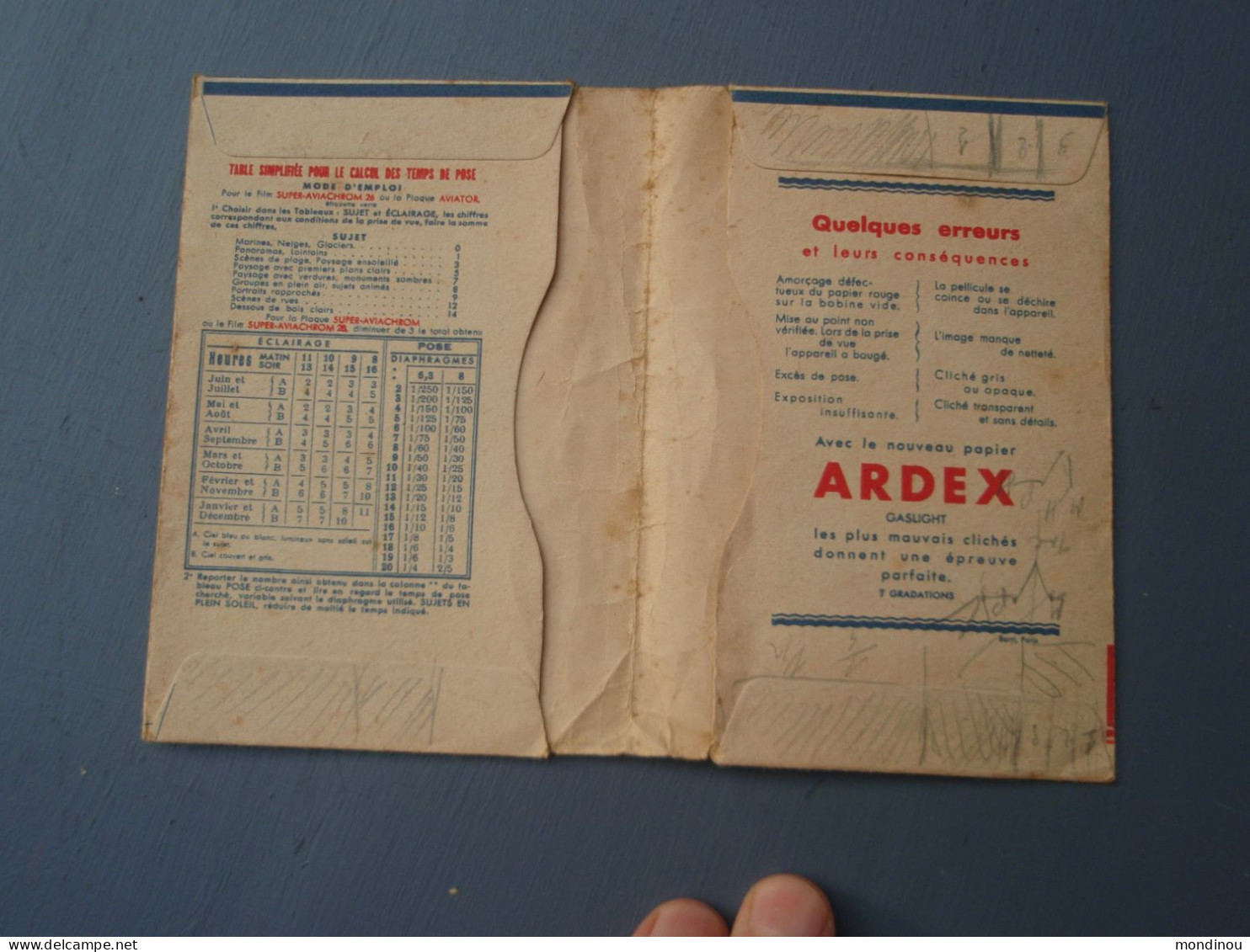 Pochette  " Plaques.Papiers.Films  "  CRUMIERE. 1939 - Materiaal & Toebehoren