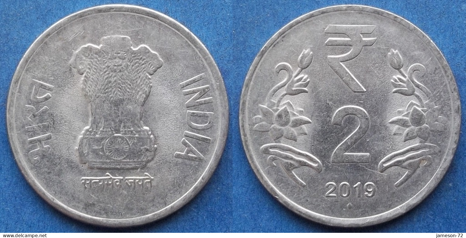 INDIA - 2 Rupees 2019 "Lotus Flowers" KM# 395 Republic Decimal Coinage (1957) - Edelweiss Coins - Georgia