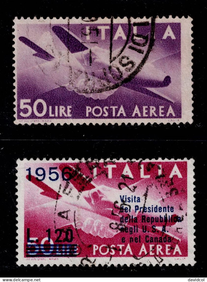 1142E- ITALY - 1945-56 -SC#:C113, C136 - USED - PLANES - Airmail