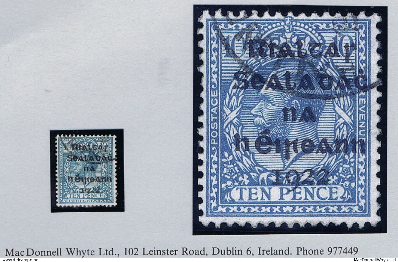 Ireland Mayo 1922 Dollard Rialtas 5-line Ovpt In Black On 10d Turquoise, Fresh Used With Part Cds Of BALLINDINE - Usati