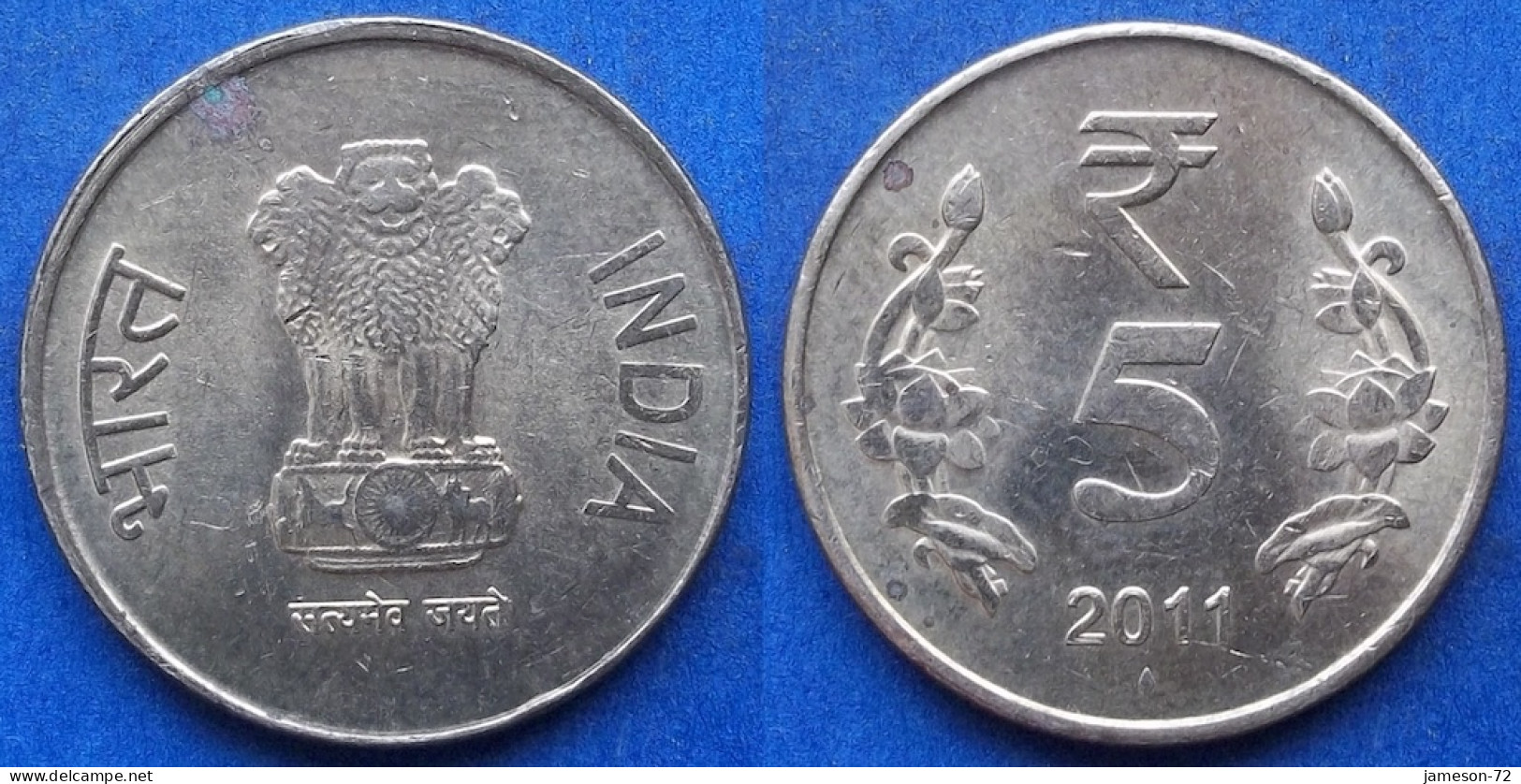 INDIA - 5 Rupees 2011 "Lotus Flowers" KM# 399.1 Republic Decimal Coinage (1957) - Edelweiss Coins - Georgia