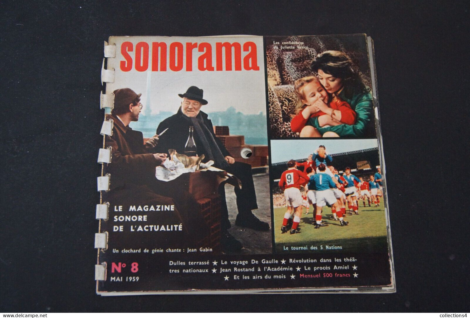 SONORAMA N°8 MAI 1959 JEAN GABIN.JEAN ROSTAND.JULIETTE GRECO.SACHA DISTEL.BECAUD ET + - Spezialformate