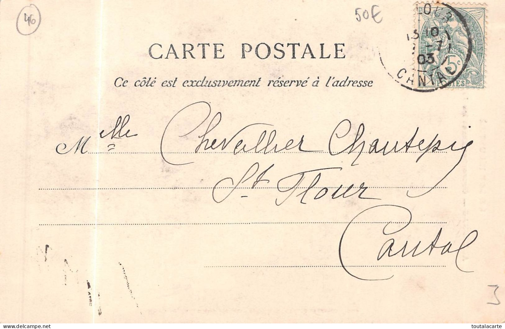 CPA 46 ALVIGNAC CAUSSETIER PLIANT LES JUILLES  1903 Dos Simple - Other & Unclassified