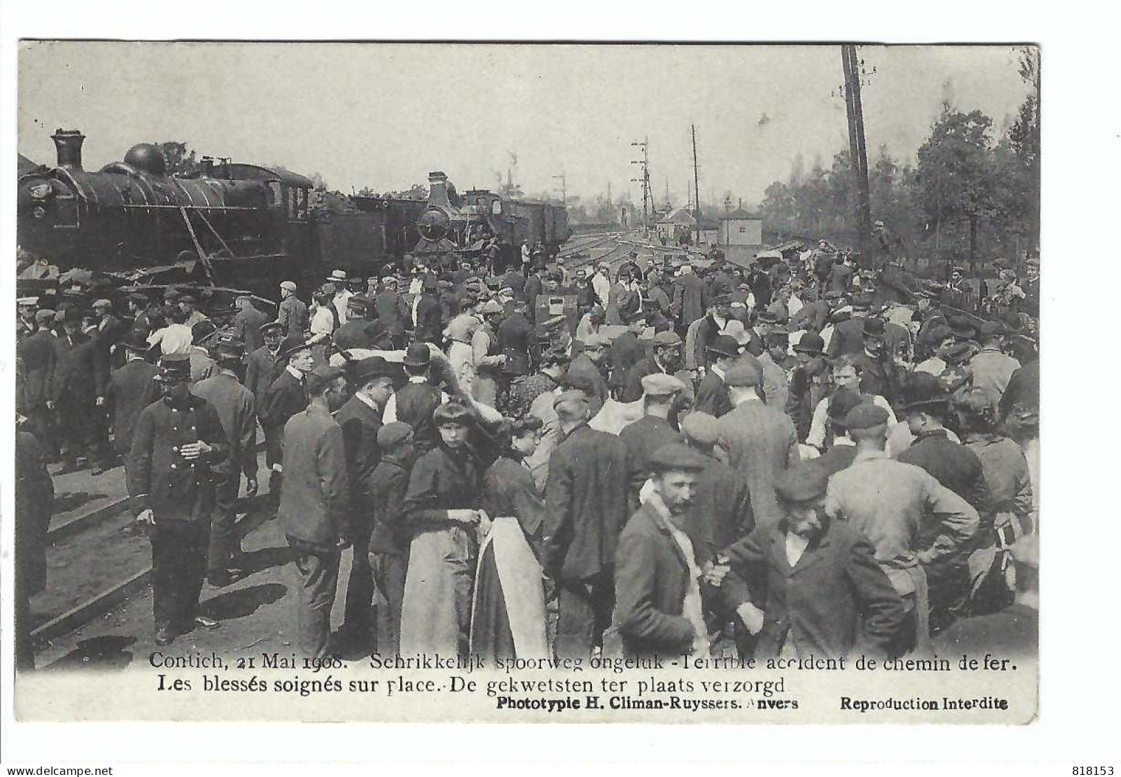 Contich  21 Mai 1908 - Terrible Accident De Chemin De Fer - De Gekwetsten Ter Plaatse Verzorgd - Kontich