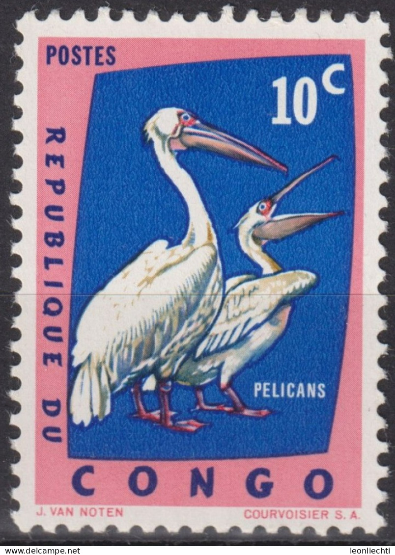 1963 Kongo - Kinshasa ** Mi:CD 138, Sn:CD 429, Yt:CD 481, Great White Pelican (Pelecanus Onocrotalus) - Unused Stamps