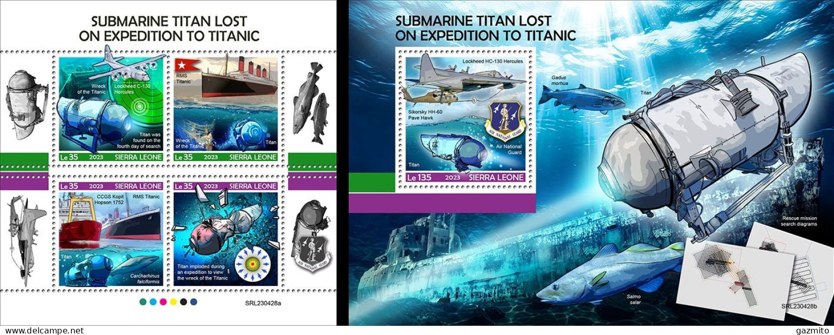 Sierra Leone 2023, Titanic Submarine Expedition, 4val In BF +BF - Sottomarini