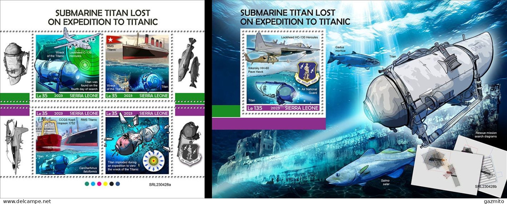 Sierra Leone 2023, Titanic Submarine Expedition, 4val In BF +BF - Submarinos