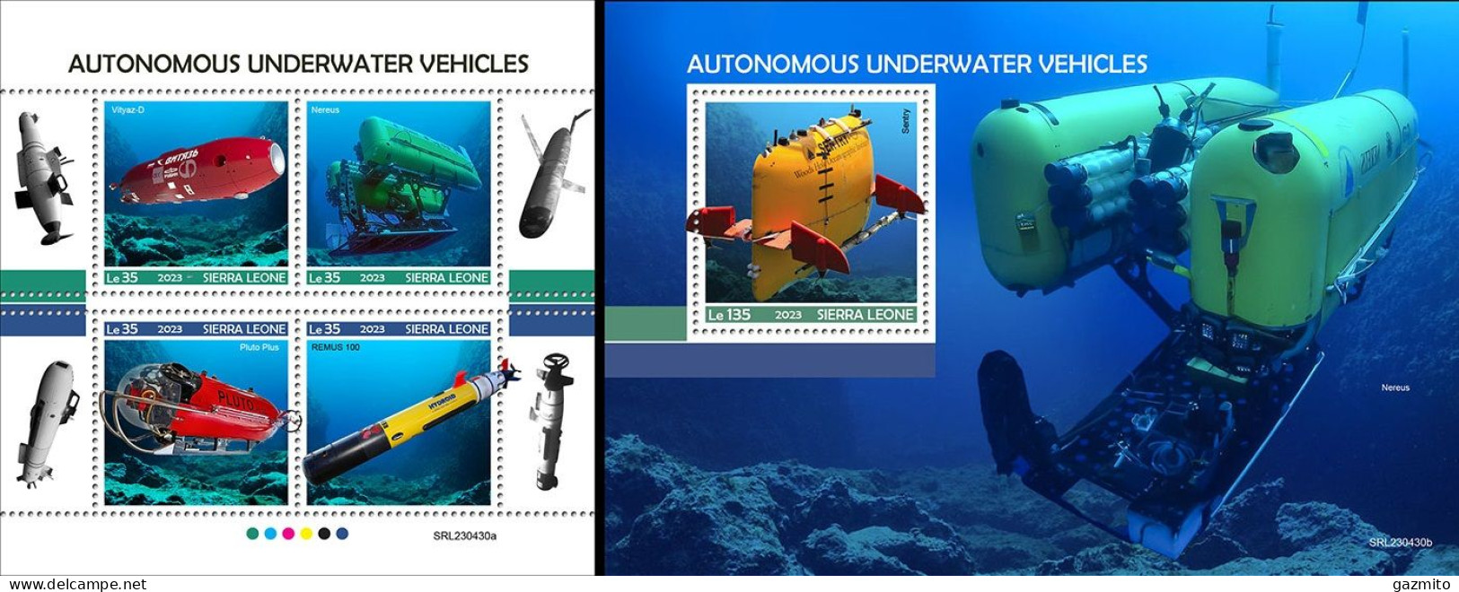 Sierra Leone 2023, Submarine Drones, 4val In BF +BF - Submarinos