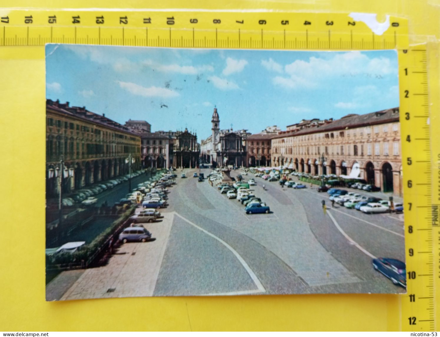 CT-05237- TORINO - PIAZZA S. CARLO -VIAGGIATA 1959 TIMBRO"TORINO AL VALENTINO SPETTACOLI SUONO E LUCE"AGOSTO-SETTEMBRE - Places & Squares