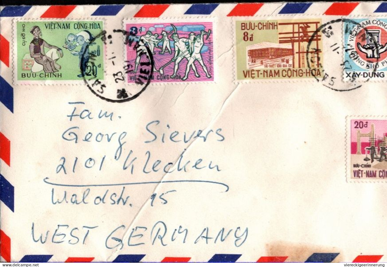 ! 1975 Long Format Airmail Cover, Saigon, Vietnam - Vietnam