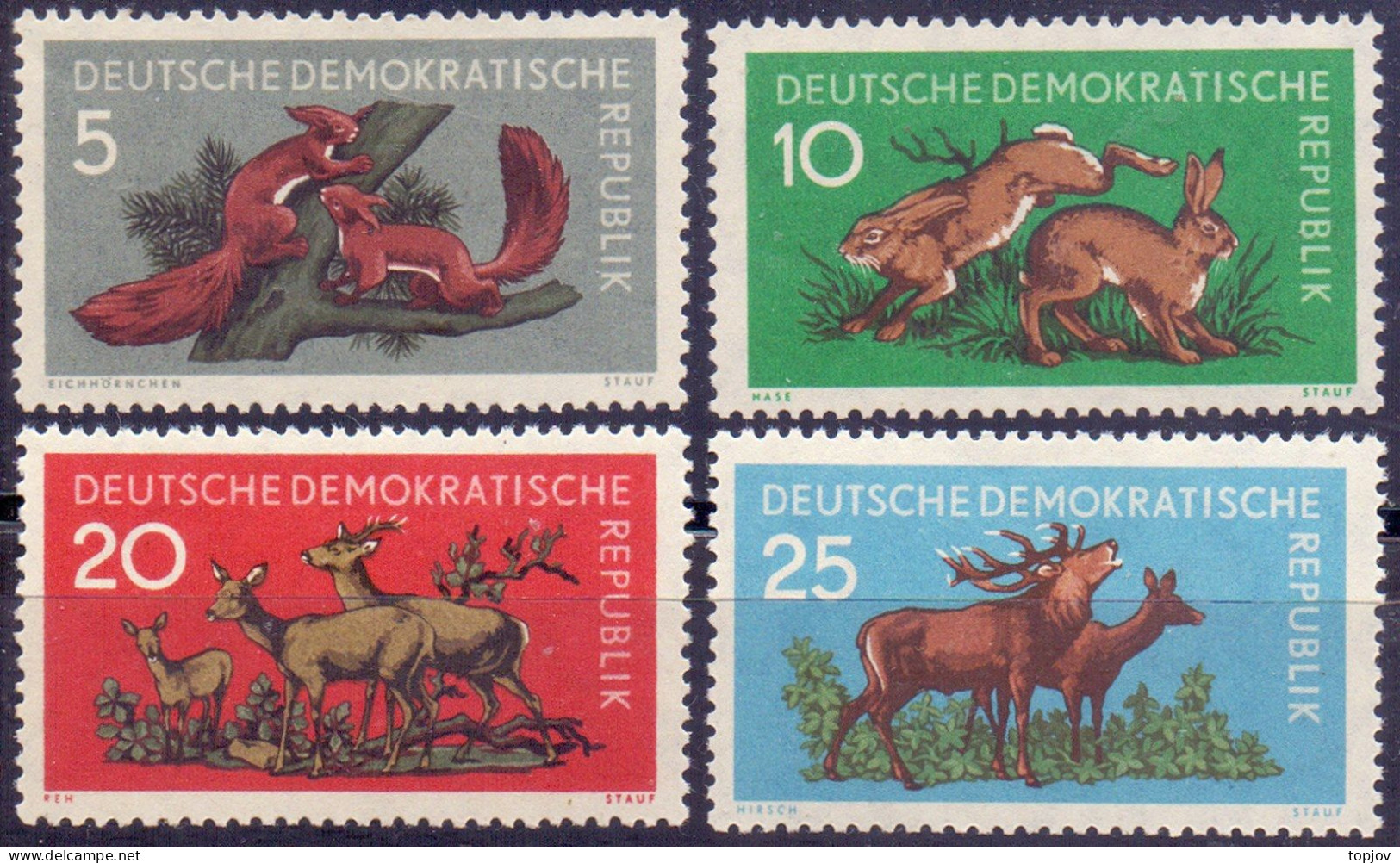 DDR - ANIMALS - RABBITS  DEER SQUIRRELS - **MNH - 1959 - Conigli