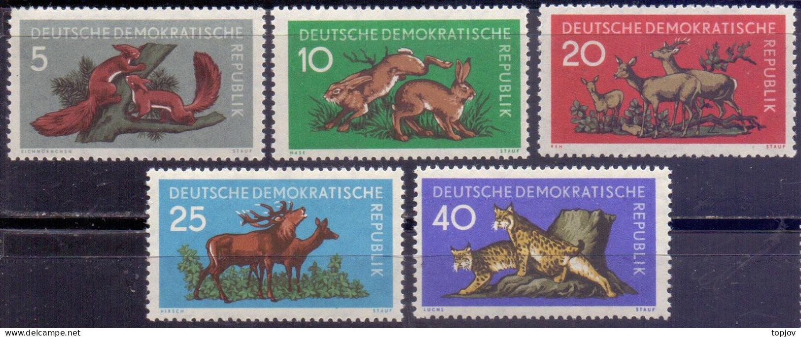 DDR - ANIMALS - RABBITS  DEER SQUIRRELS  JACKAL- **MNH - 1959 - Rabbits