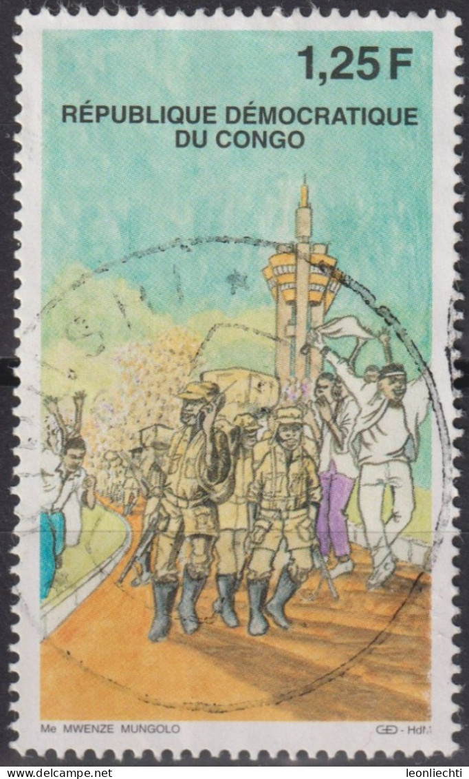 1999 Kongo - Kinshasa ° Mi:CD 1364, Sn:CD 1492, Yt:CD 1521, Anniversary Taking Kinshasa Troops Kabila - Gebraucht