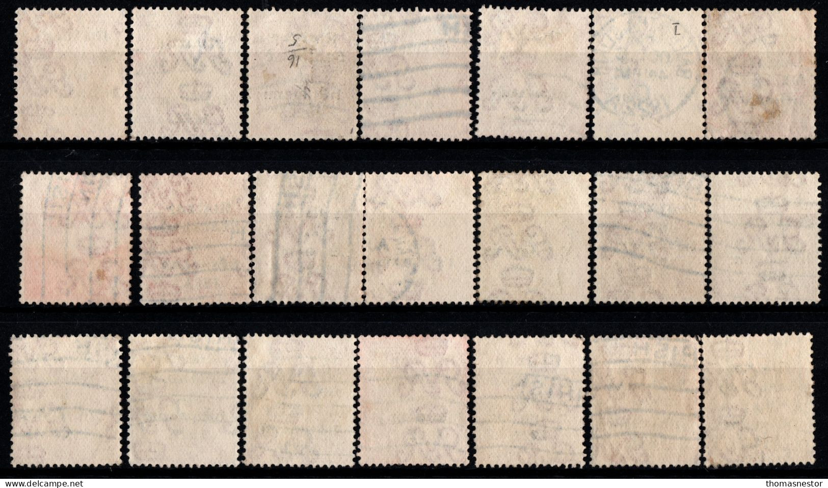 1922 Thom Rialtas 5 line Blue Black Ink (July- Nov) Used Fiscal cancellation, parcel/ commercial cancel 293 in total.