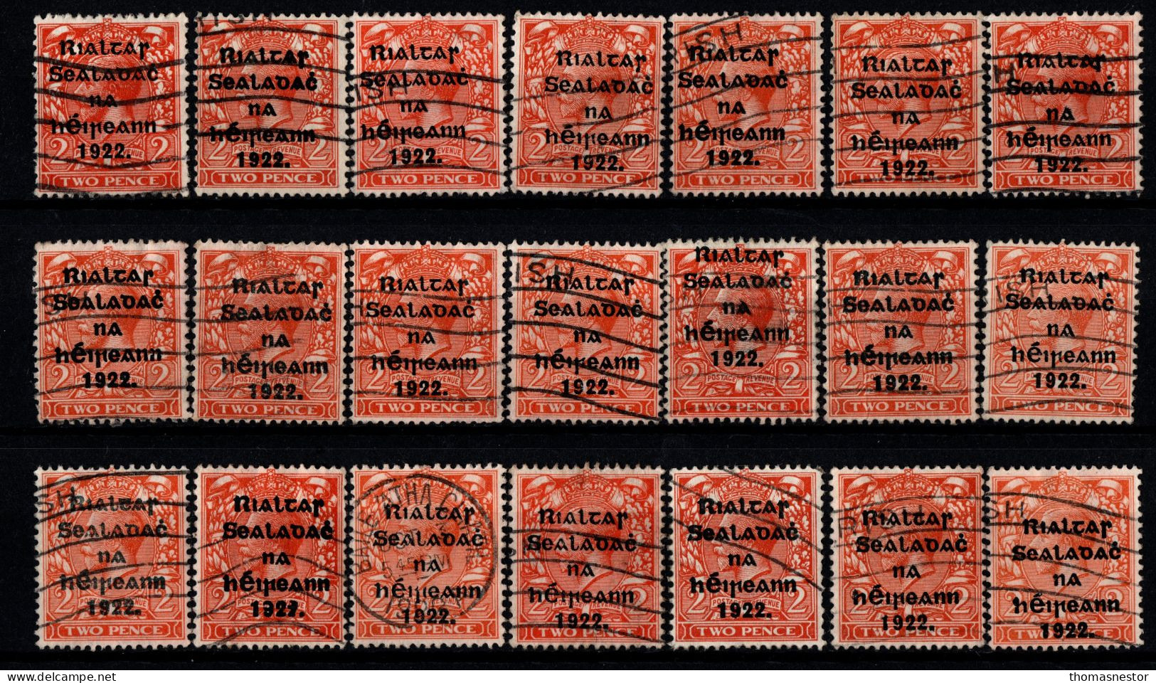 1922 Thom Rialtas 5 line Blue Black Ink (July- Nov) Used Fiscal cancellation, parcel/ commercial cancel 293 in total.