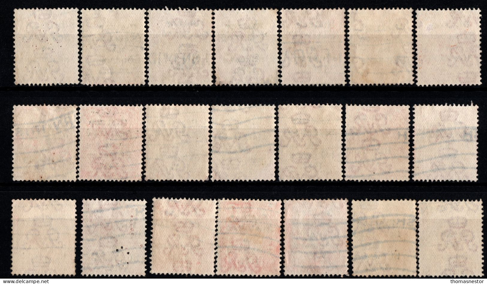 1922 Thom Rialtas 5 line Blue Black Ink (July- Nov) Used Fiscal cancellation, parcel/ commercial cancel 293 in total.