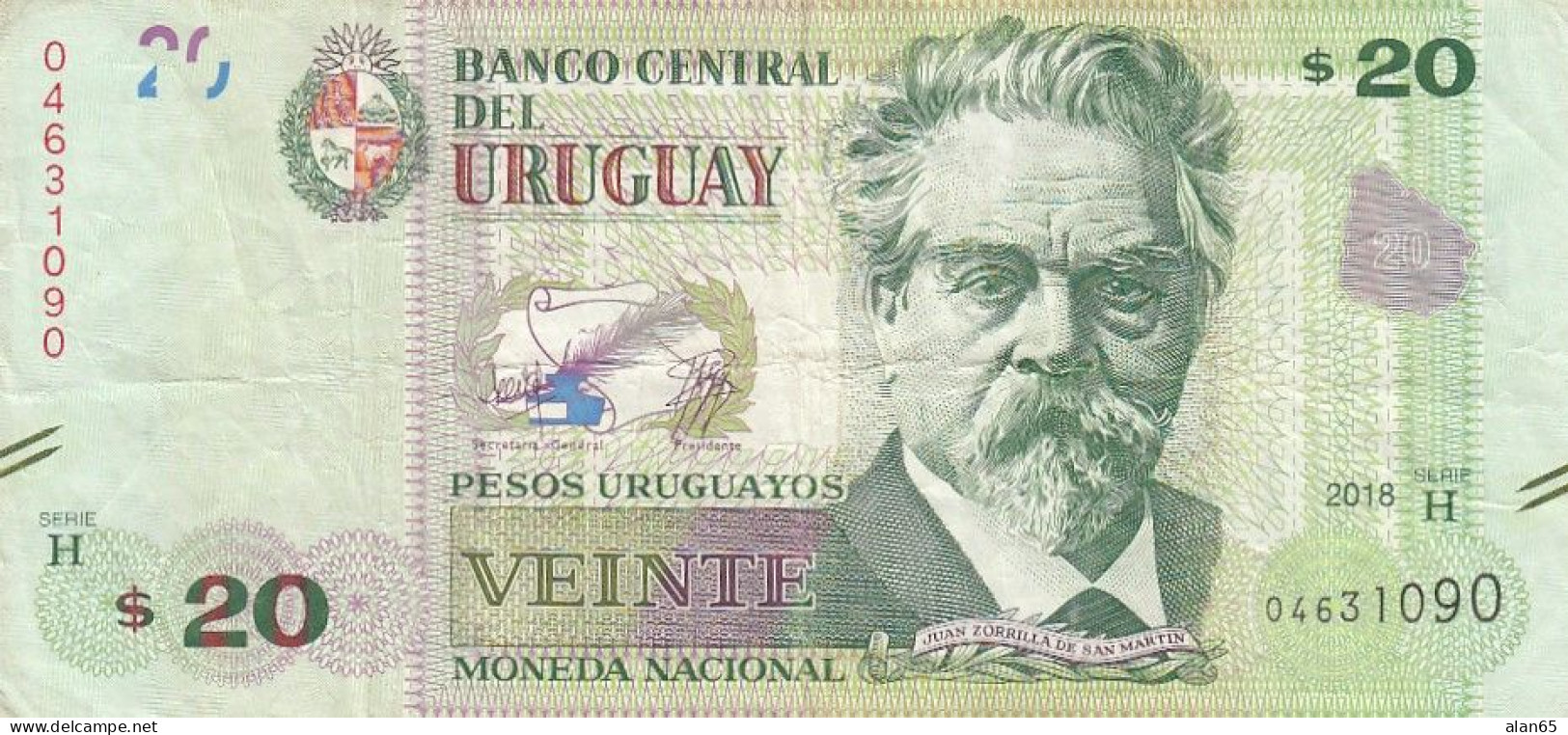 Uruguay #93b,20 Pesos 2018 Banknote - Uruguay