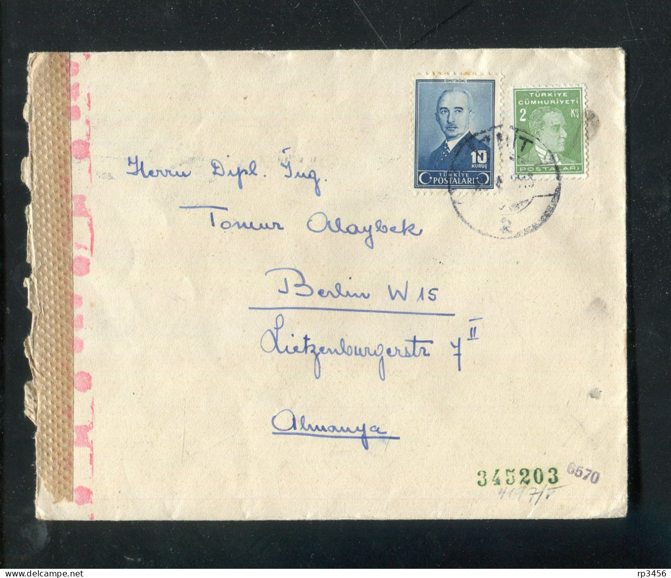 "TUERKEI" 1943, Brief Mit "ZENSUR" Nach Deutschland (80087) - Storia Postale