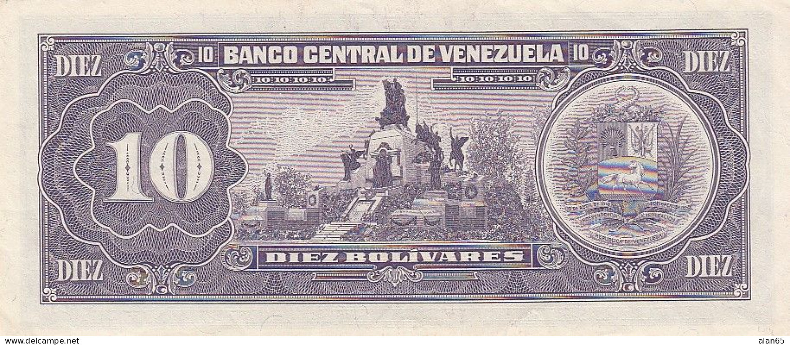 Venezuela #61b, 10 Bolivares, 1990 Banknote - Venezuela