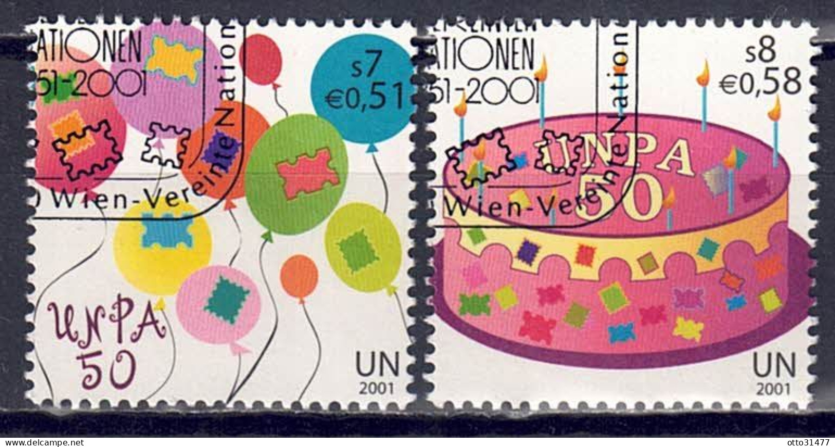 UNO Wien 2001 - 50 Jahre UNPA, Nr. 342 - 343, Gestempelt / Used - Oblitérés