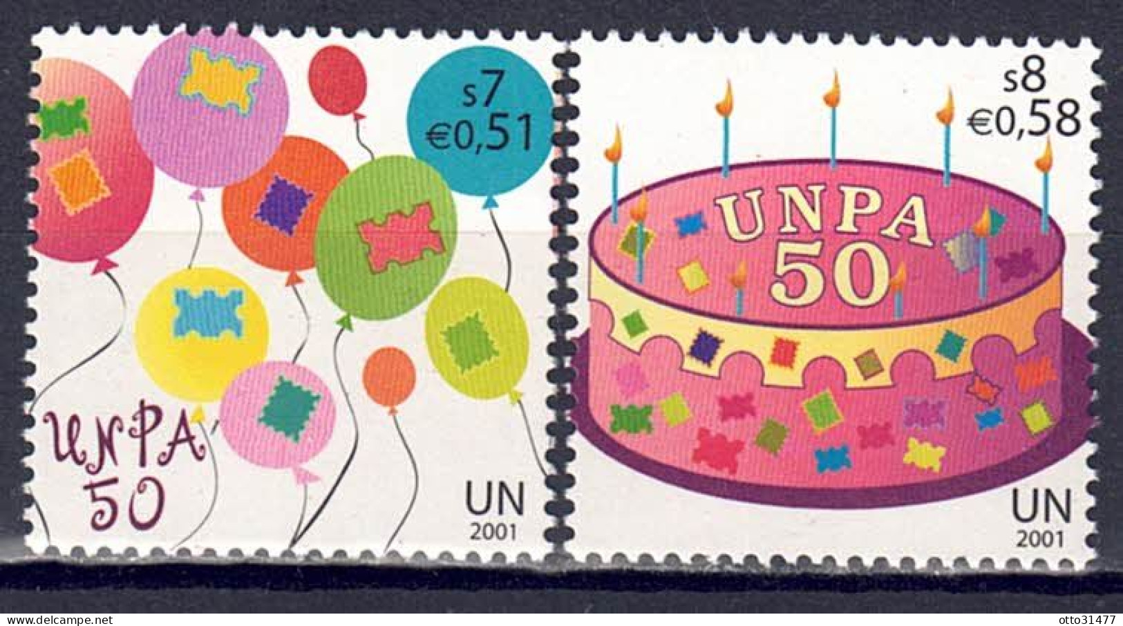 UNO Wien 2001 - 50 Jahre UNPA, Nr. 342 - 343, Postfrisch ** / MNH - Nuovi