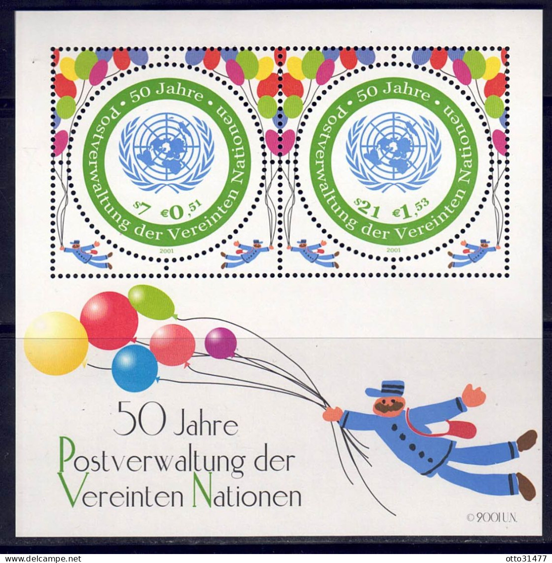 UNO Wien 2001 - 50 Jahre UNPA, Block 15, Postfrisch ** / MNH - Ongebruikt