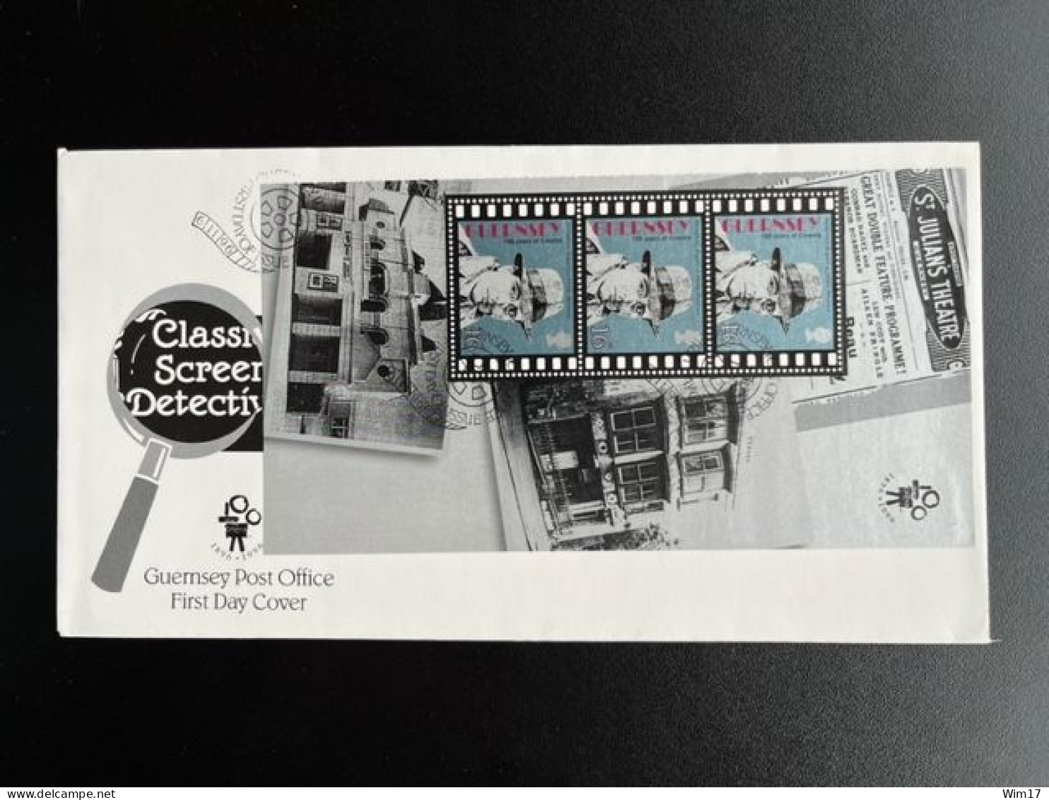 GUERNSEY 1996 FDC CLASSIC SCREEN DETECTIVES HUMPHREY BOGART AS PHILIP MARLOWE - Guernesey