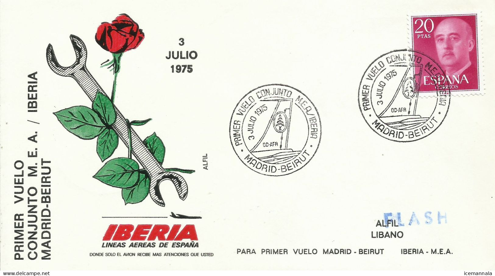 ESPAÑA, SOBRE  CONMEMORATIVO  AÑO 1975 - Lettres & Documents