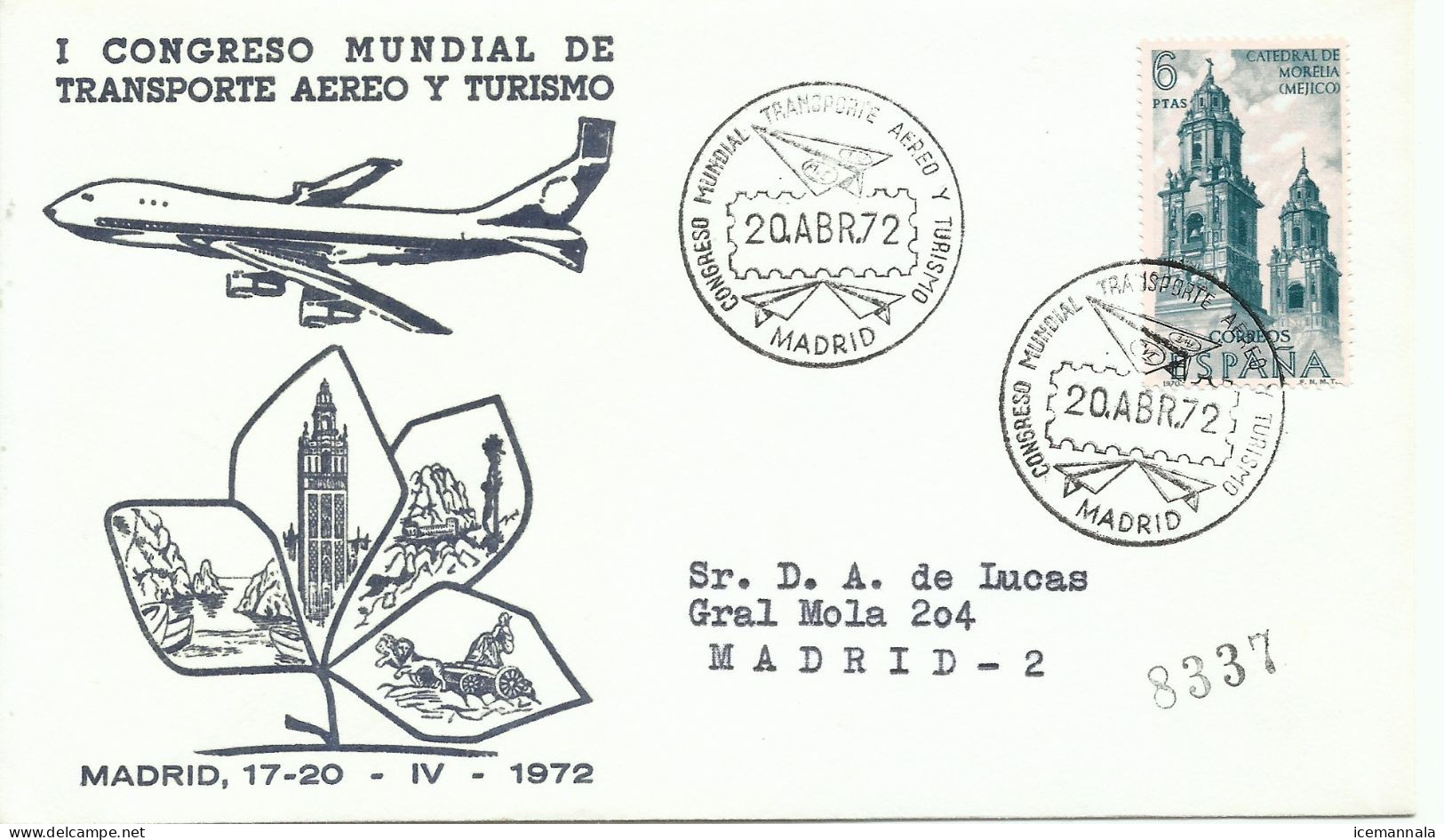 ESPAÑA, SOBRE  CONMEMORATIVO  AÑO 1972 - Lettres & Documents