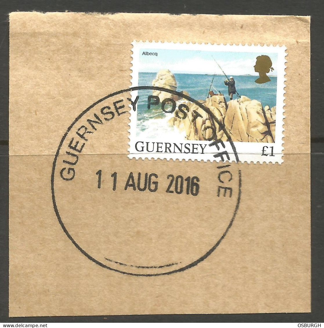 GREAT BRITAIN / GUERNSEY. 2016. £1 FISHING USED ON PIECE. - Guernesey