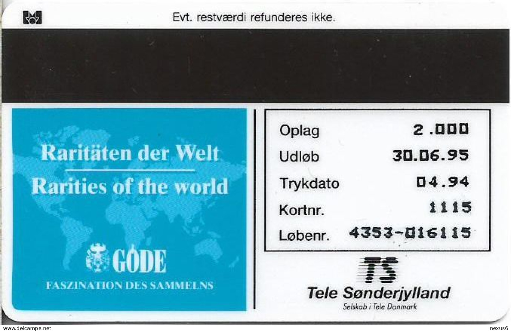 Denmark - TS - Rare Stamps - Merkur - TDTP044 - 04.1994, 5Kr, 2.000ex, Used - Denmark