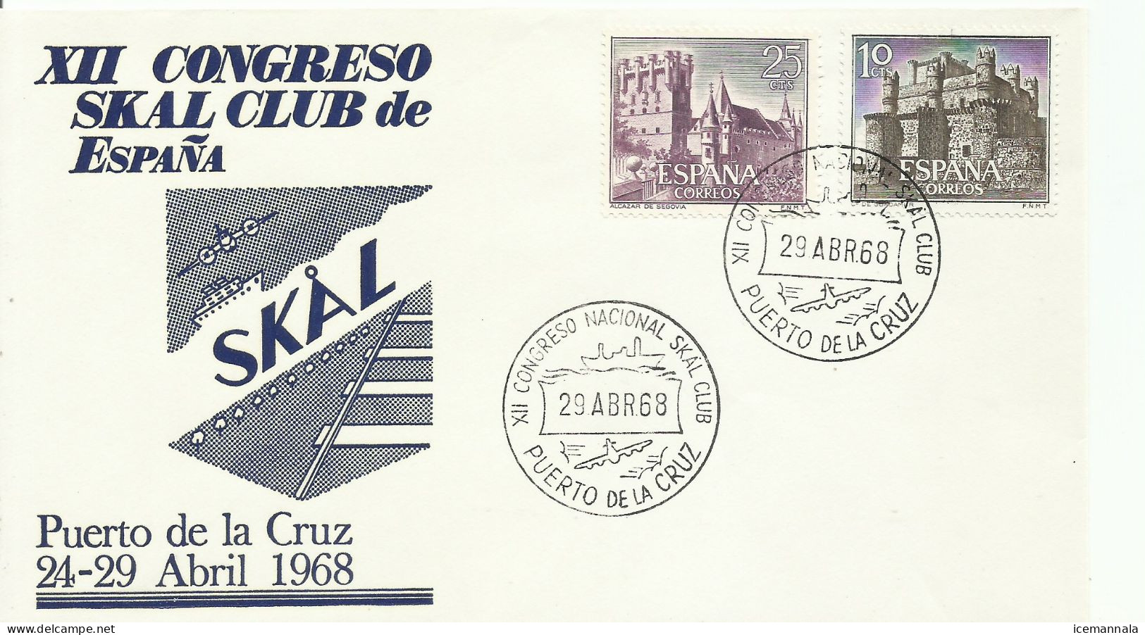 ESPAÑA, SOBRE  CONMEMORATIVO  AÑO 1968 - Storia Postale