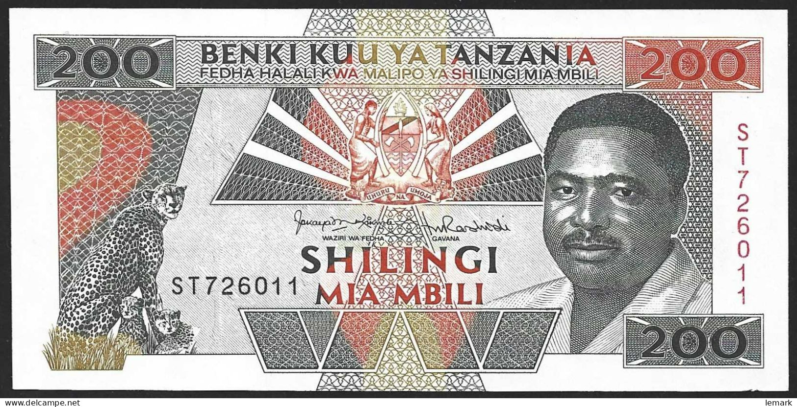 Tanzania 200 Shilingi 1995 P25 UNC - Tanzanie