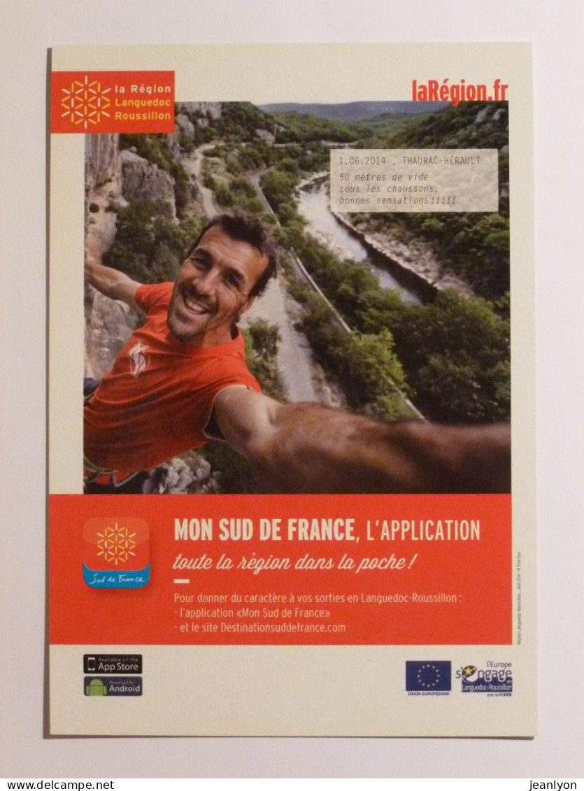 ESCALADE / SPORT - THAURAC ( HERAULT - 34 ) - Homme Sur La Paroi Rocheuse - Carte Publicitaire - Climbing