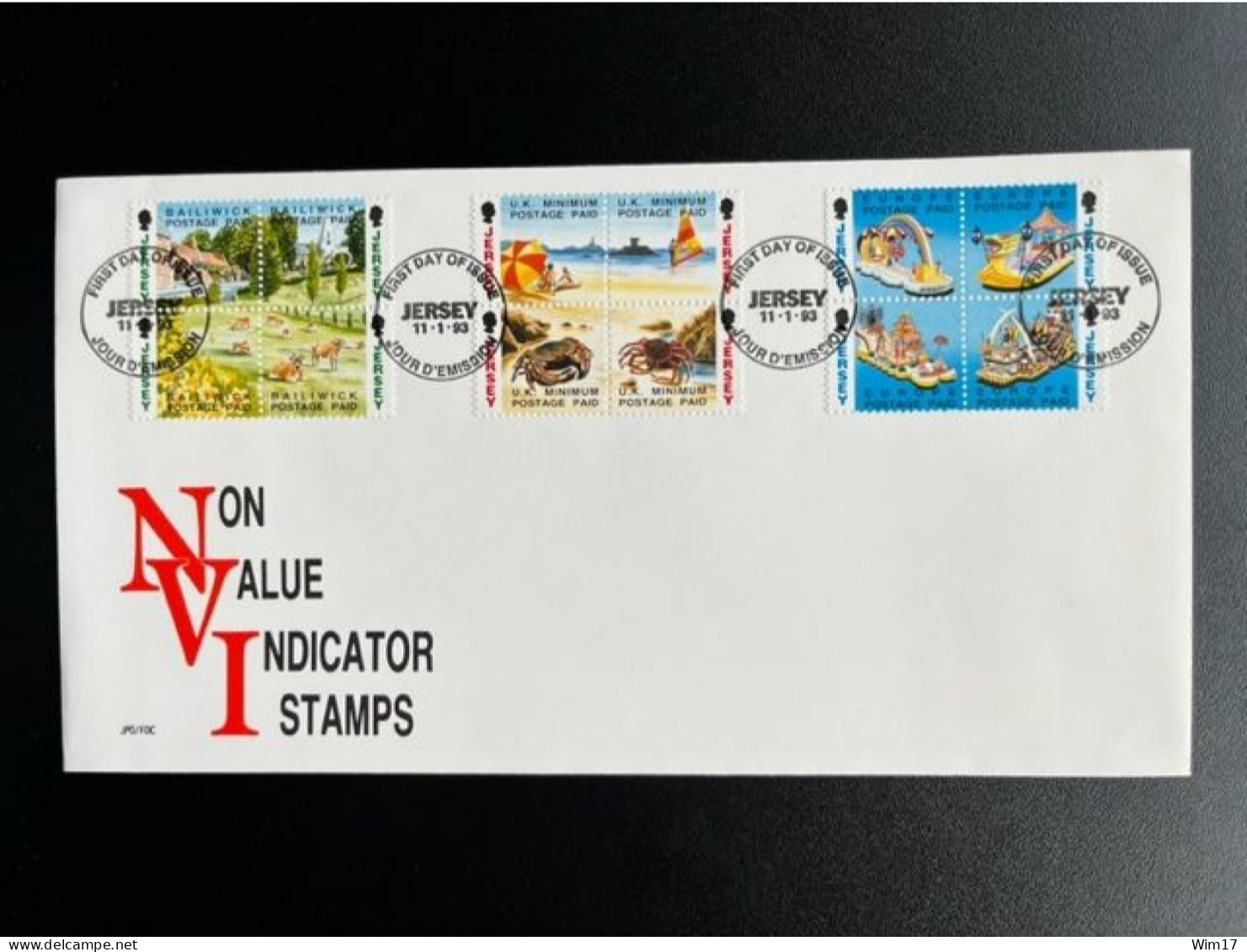 JERSEY 1993 FDC NON VALUE INDICATOR STAMPS - Jersey