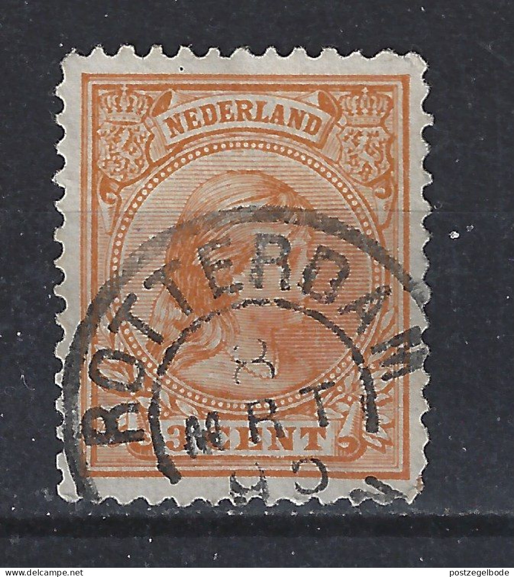 NVPH Nederland Netherlands Pays Bas Niederlande Holanda 34 CANCEL ROTTERDAM Kleinrond ; Wilhelmina 1891 - Used Stamps