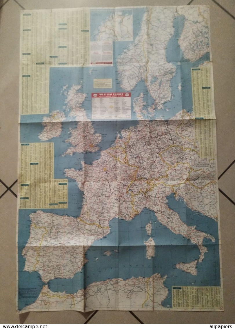 Carte ESSO Western Europe And Adjacent North Africa Road Map With Pictorial Guide - Strassenkarten