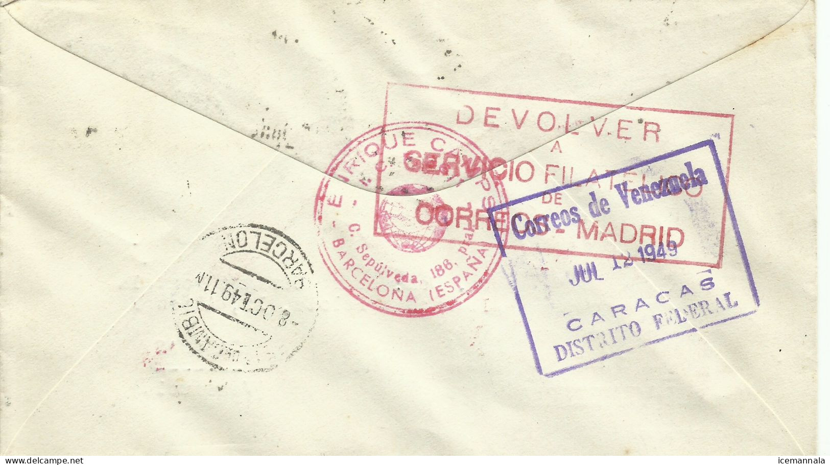 ESPAÑA, SOBRE  CONMEMORATIVO  AÑO 1949 - Lettres & Documents